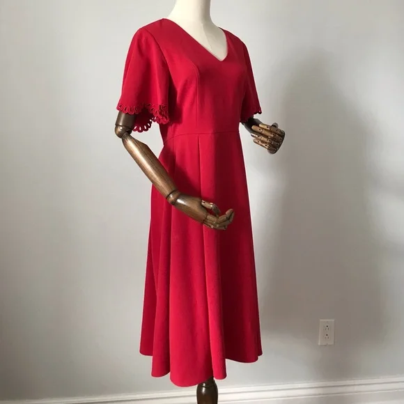 H&M Red Fit & Flare Midi Dress - Picture 4 of 12